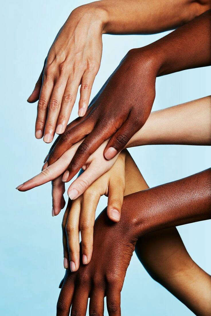 Diverse hands and skin tones — T.kays skincare for everyone